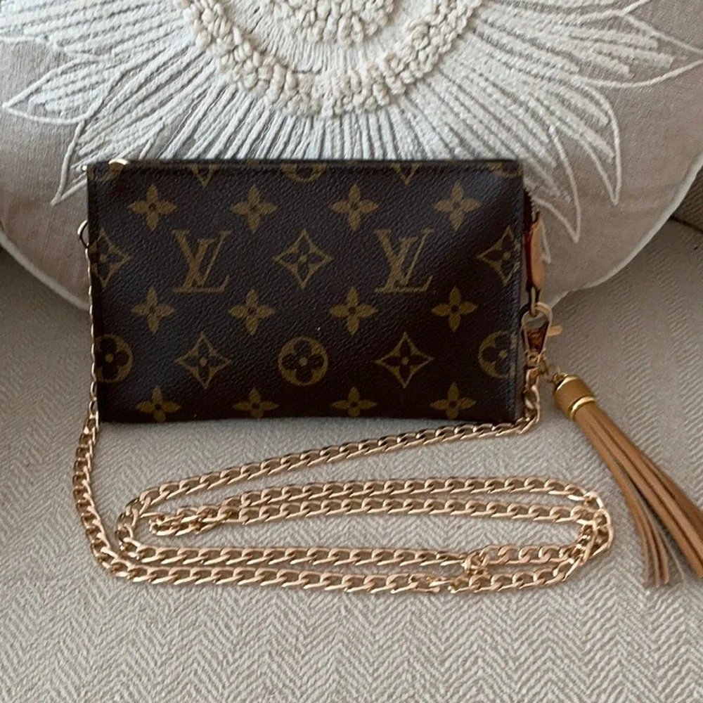 LOUIS VUITTON Authentic Zippy Pouch Monogram Unbranded Good Chain & Tassel - Picture 1 of 9